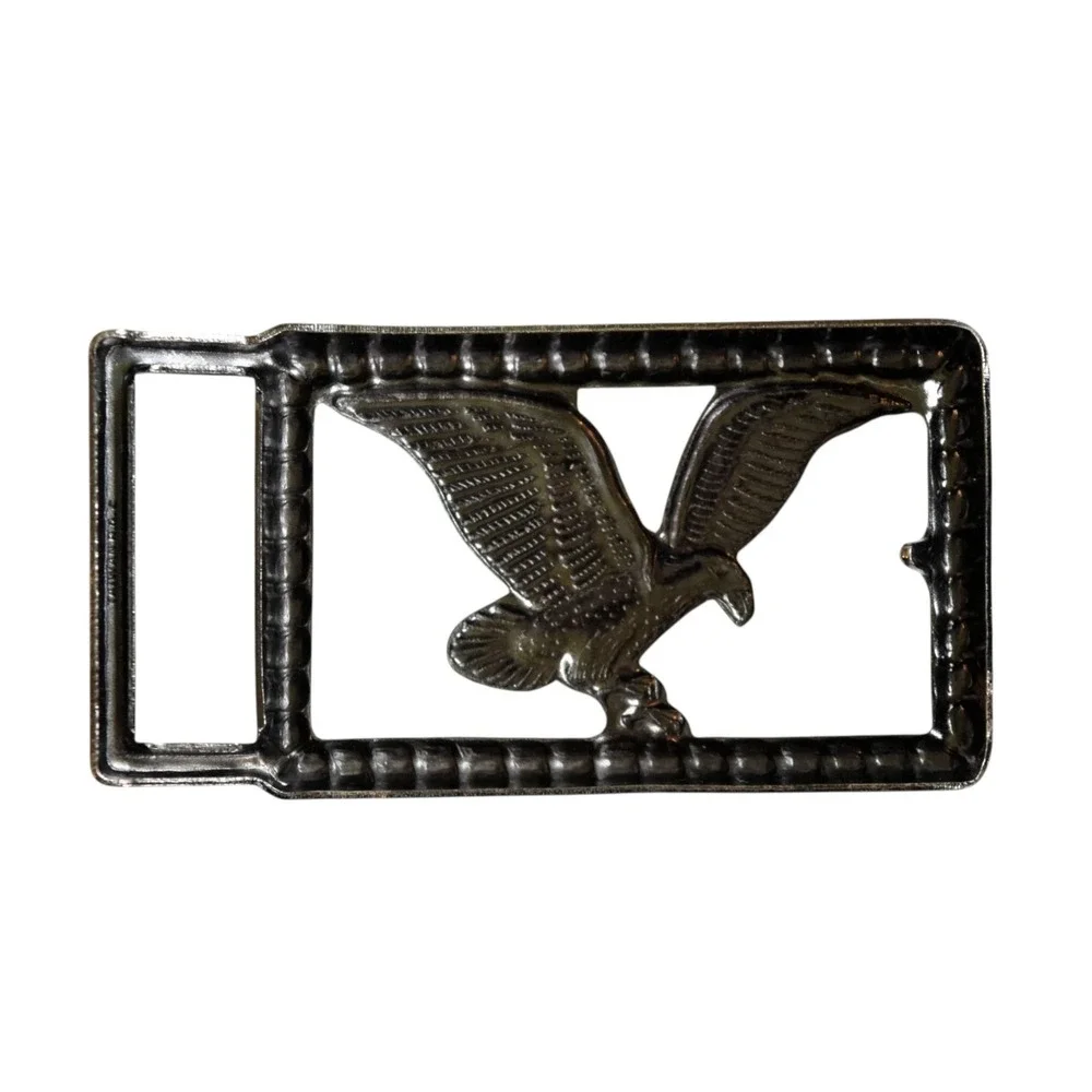 Vintage Bald Eagle Belt Buckle Open Work Cut Out Gunmetal Silver Tone - Western